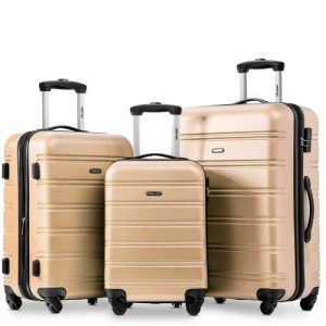 SEAPHY Travelhouse Merax Набор из 3-х багажных выдвижных 4-колесных облегченных багажных тележек с замком для багажа (золотой)