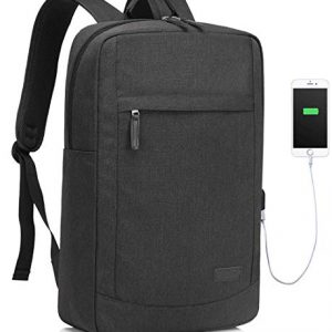 VASCHY Рюкзак для ноутбука для мужчин, тонкий рюкзак для ноутбука для 17-дюймового рюкзака с водонепроницаемым чехлом от дождя Деловой рюкзак с USB-портом для зарядки -черный