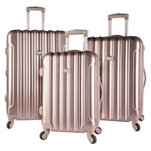 kensie 3-х местный легкий металлический дизайн 4-колесный багажный комплект, цвет розового золота